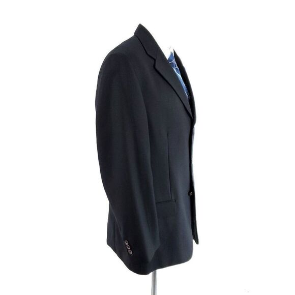 Joseph & Feiss International Worsted Wool 3 Button Sport Coat 40R Black - Picture 6 of 10